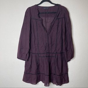 Zara Purple Midi Peasant Dress